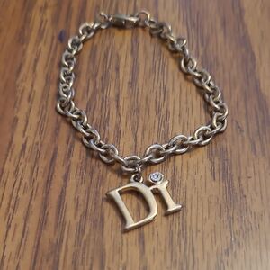 Gold-Tone 'Di' Charm Chain Bracelet
